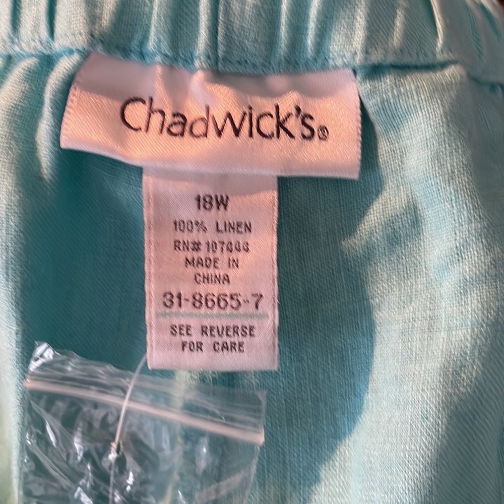 NEW Chadwick’s Turquoise Linen Drawstring Slacks 18W - Picture 6 of 6